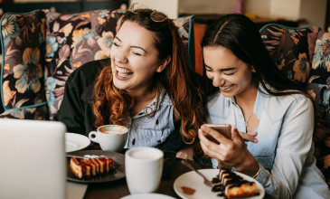Young women out for coffee